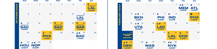 Calendario temporada 23/24