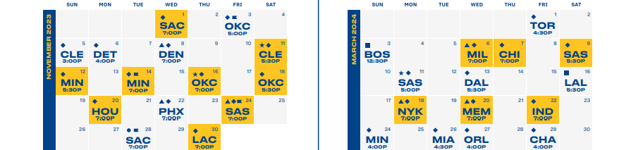 Calendario temporada 23/24