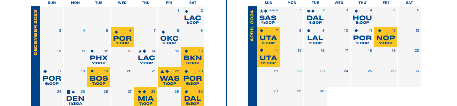 Calendario temporada 23/24